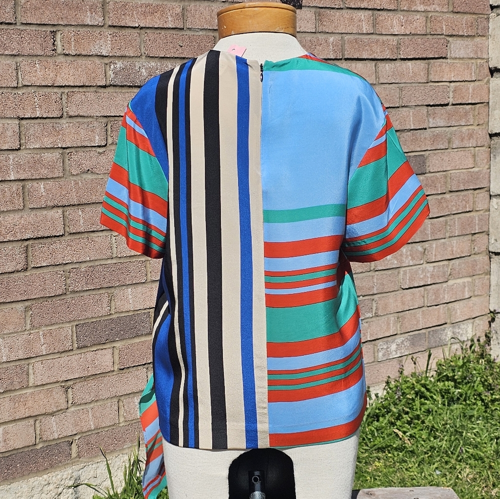 DVF striped silk asymmetrical blouse - Picture 3 of 7